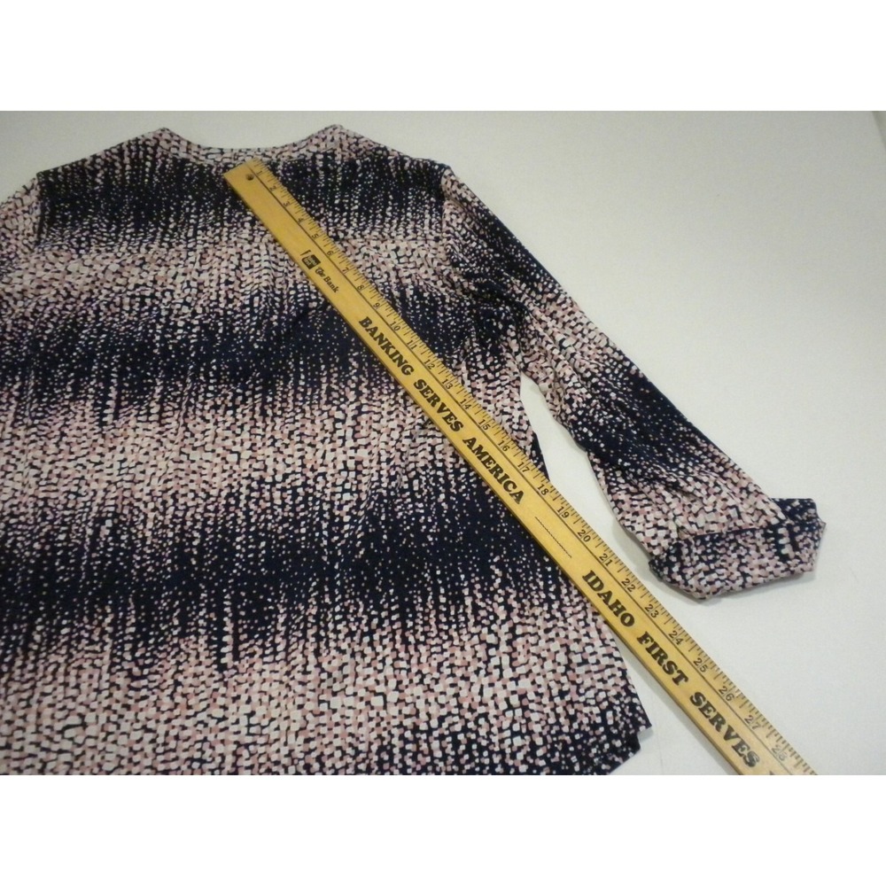 Cocomo Top 1X Blue Pink Seersucker 1/4 Zip Roll Tab Sleeve Pockets Stretch - Picture 12 of 13